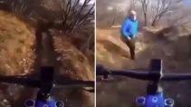 Неприятный сюрприз для велосипедиста на лесной дороге - «Видео приколы»