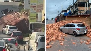 Грузовик груженый кирпичом не смог заехать в гору - «Видео приколы»