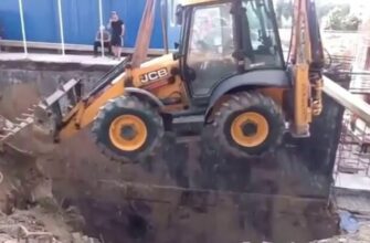 Спуск экскаватора пошел не по плану - «Видео приколы»
